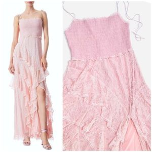 NEW!Alice and Olivia Womens Jocelyn Smocked Long Lace Smocked top Maxi Dress